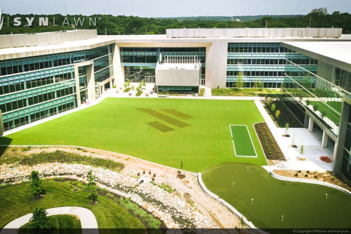 SYNLawn Western New York commercial artificial grass for office buildings campus courtyards